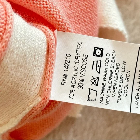 MerSea Catalina Crewneck Sweater - Peach/White Contrast One Size F85 - Picture 15 of 16